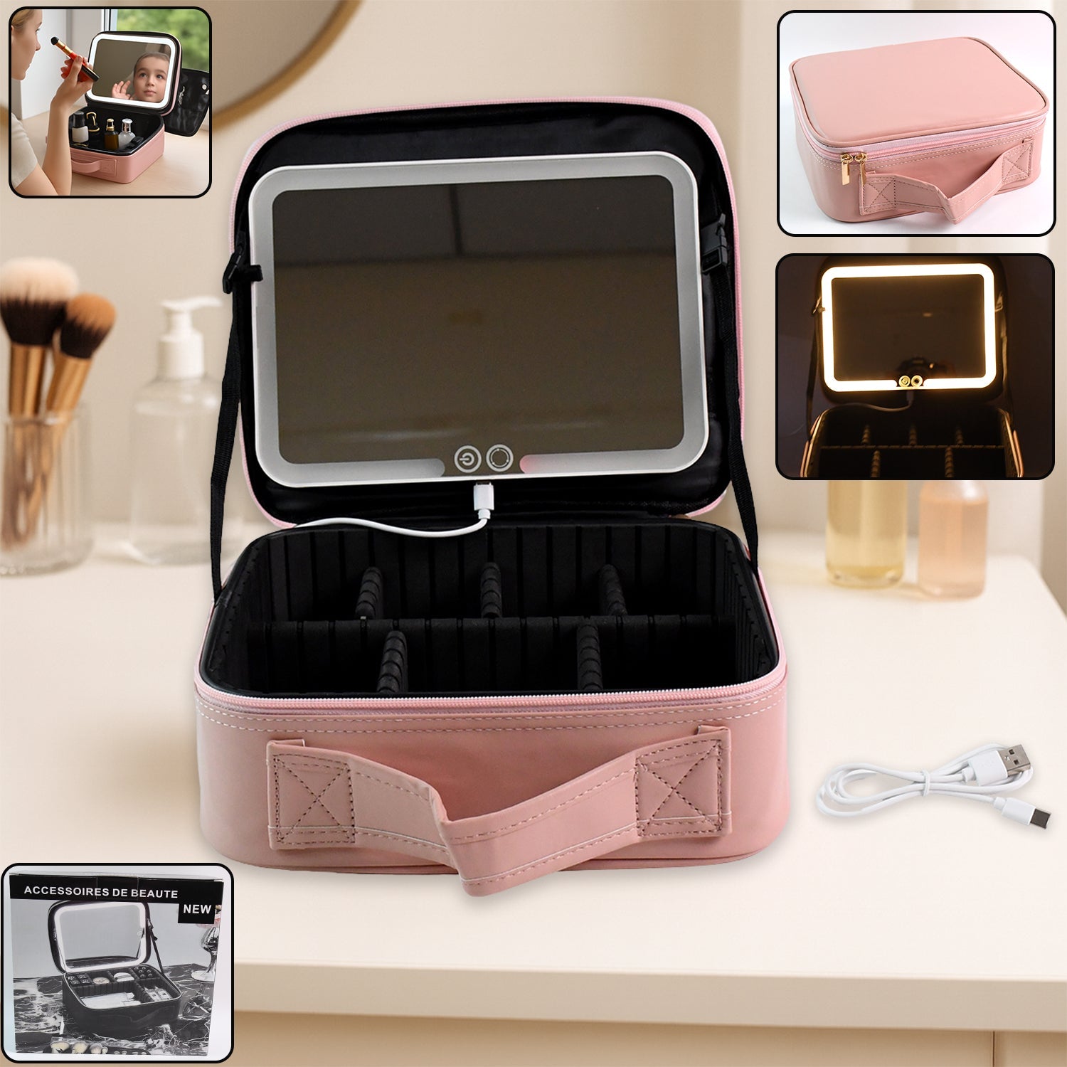 Portable LED Makeup Organizer Box Portable LED Makeup Organizer Box